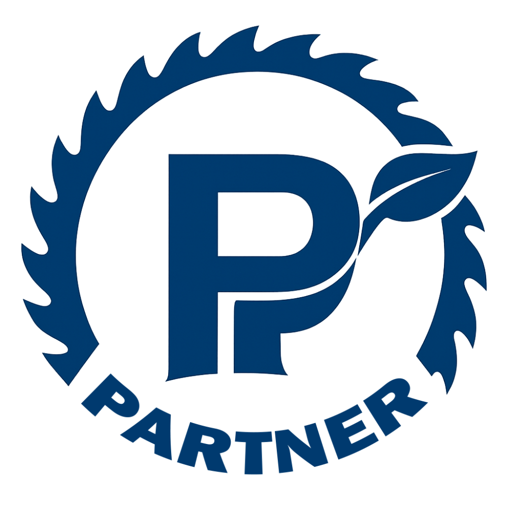 Logga Partner text i sågklinga transparant